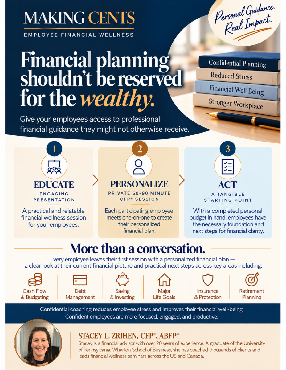 Making Cents with Stacey employee financial wellness program flyer